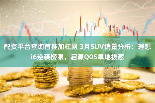 配资平台查询首推加杠网 3月SUV销量分析：理想i6逆袭榜眼，启源Q05旱地拔葱